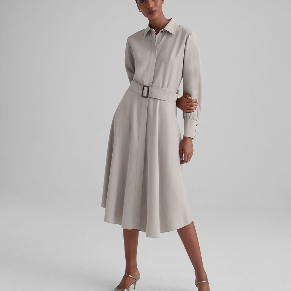 NWT CLUB MONACO Curved Hem Belted Shirtdress